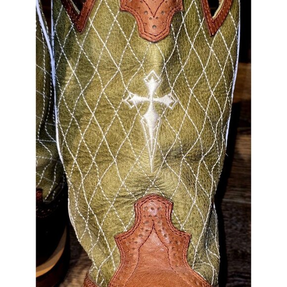 Twisted X RARE Peanut Leather Foot/Olive Stock (Men Sz 9D/10.5 Woman) - Picture 8 of 11